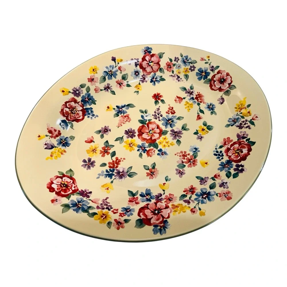 Longaberger 13” Spring Floral Pottery Collection~Oval Serving Platter Vintage